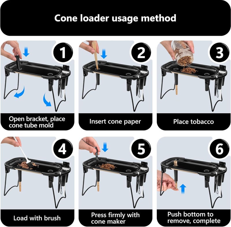 roygra طقم صينية قابلة للطي مع محمل مخروط، آلة تعبئة مخروط - آلة لف مسبقة، آلات لف معدنية لمخاريط بحجم الملك، بحجم 1-1/4 أو 70 مم، ملحقات التدخين، 9 × 4 بوصة - أخضر - Image 3